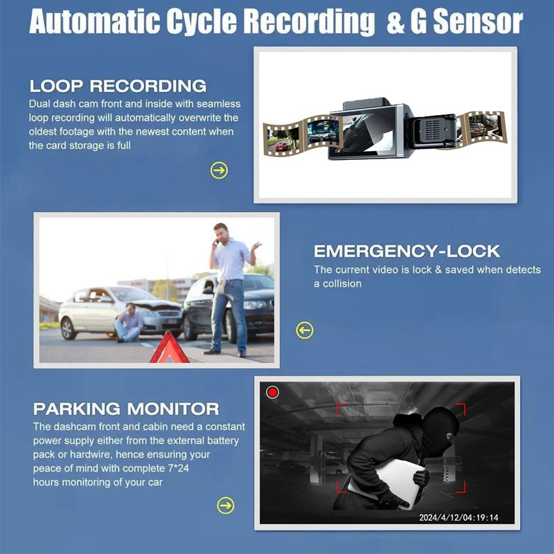 High-definition 1080P three-recording driving recorder multi-lens panoramic parking app interconnected monitoring vehicle camera_autovado.com