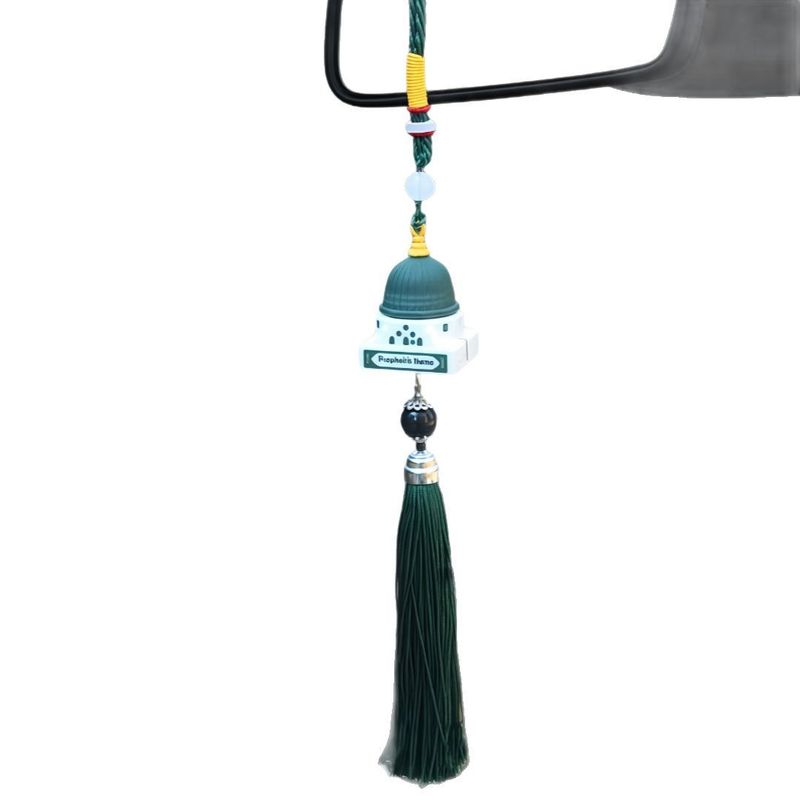 Traditional Chinese Style Car Hanging Ornament - Resin Pendant Decor For Rearview Mirror (Green/Yellow/Black Stone/Architecture Design)_autovado.com