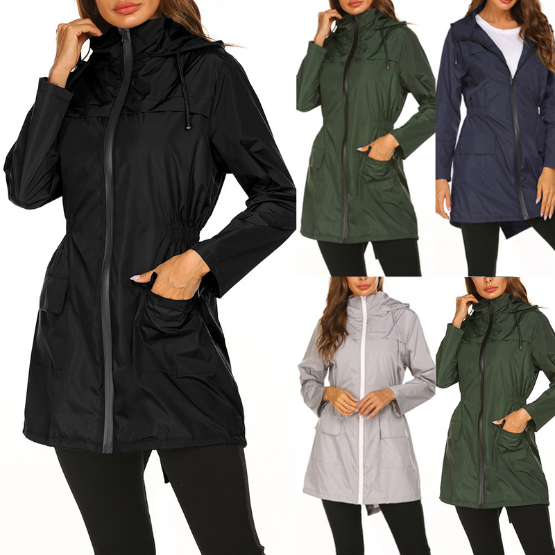Women's New Outdoor Jacket Waist Hooded Lightweight Rainproof Clothing Raincoat Jacket Ready in Stock_autovado.com