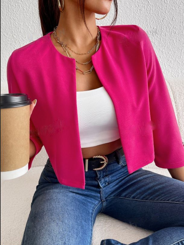 Women's Clothing Fashion Casual Temperament Commuter Niche Top Round Neck Jacket _autovado.com