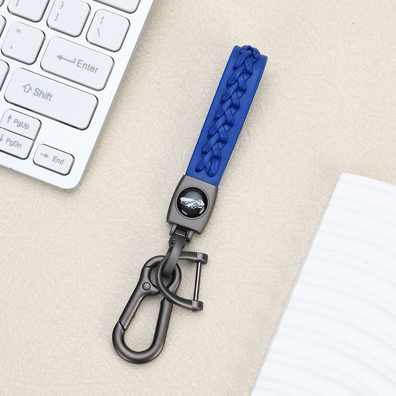 Lambskin Braided Car Keychain Hand Woven Rope Couple Keychain Car Metal Keychain_autovado.com