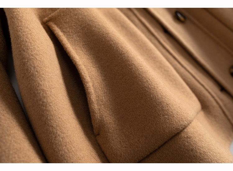 Women's Clothing quality double sided wool coat with hood and short button for women_autovado.com