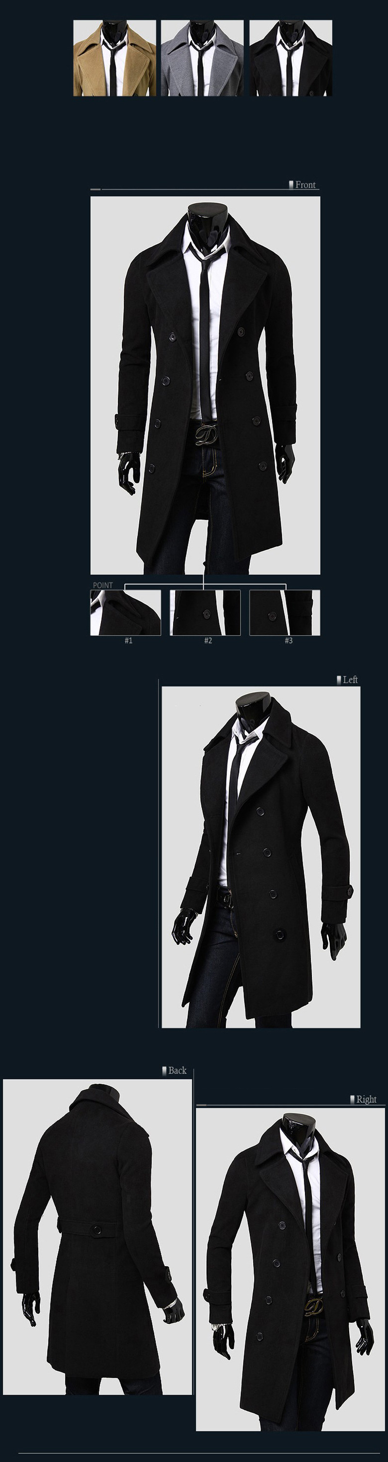 Men's autumn and winter long double-breasted trench coat men's woolen coat slim tweed coat men_autovado.com