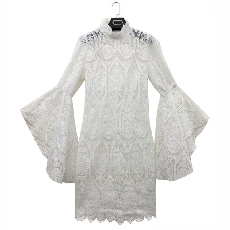 Women's Clothing women's lace embroidery trumpet sleeve dress hot selling slim banquet evening dress _autovado.com