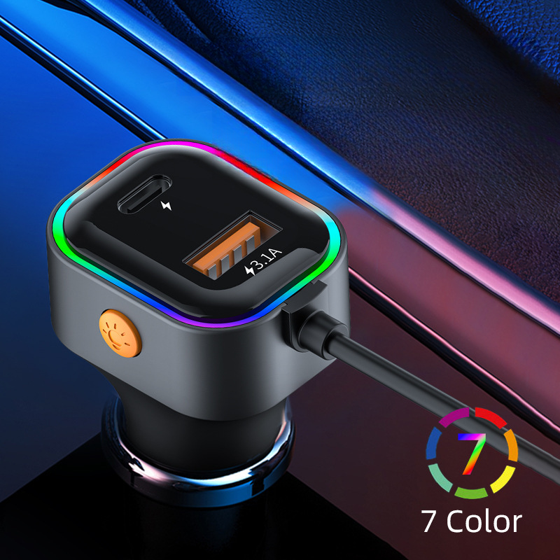 USB One To Two With Cable Charger, Multifunctional Car Phone Charger_autovado.com