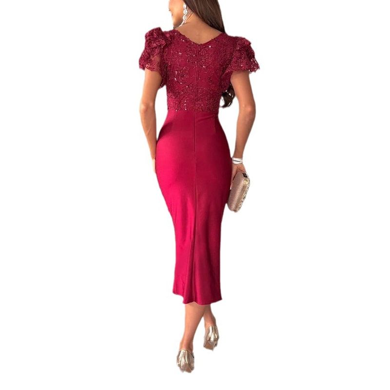 Women's spring and summer new casual short-sleeved slit dress party women's dress_autovado.com