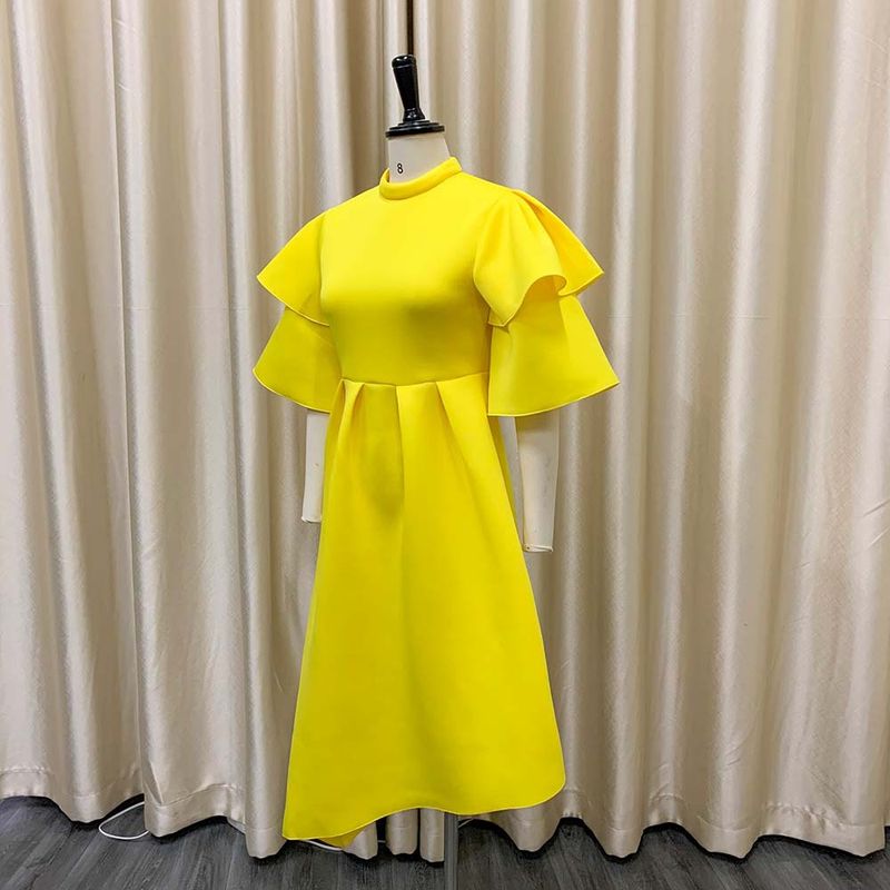 Women's Clothing women's new style double half turtleneck solid color large swing evening dress large size dress_autovado.com