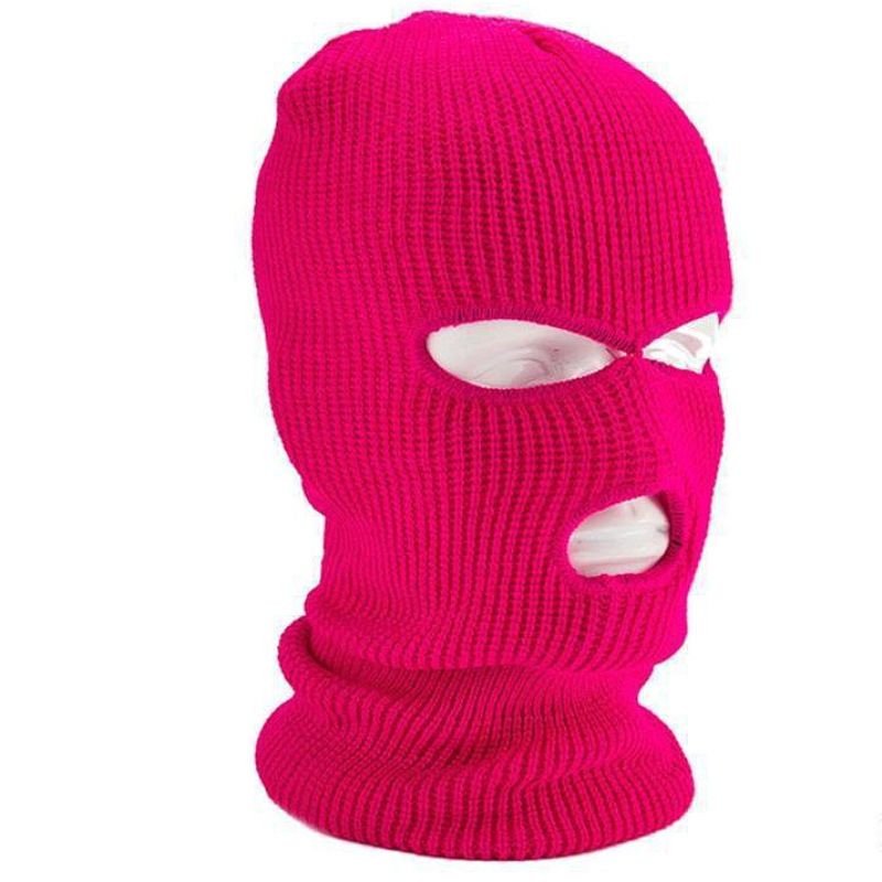 Autumn Winter Yuanbao Needle Three-Hole Knitted Candy Color Wool Hat Head Wrap Neck Warmer Outdoor Cycling Windproof_autovado.com