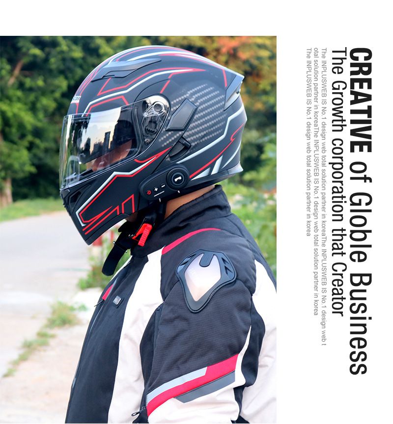 CoolQibao Electric Bluetooth Dual Lens Full Face Motorcycle Helmet With FM_autovado.com
