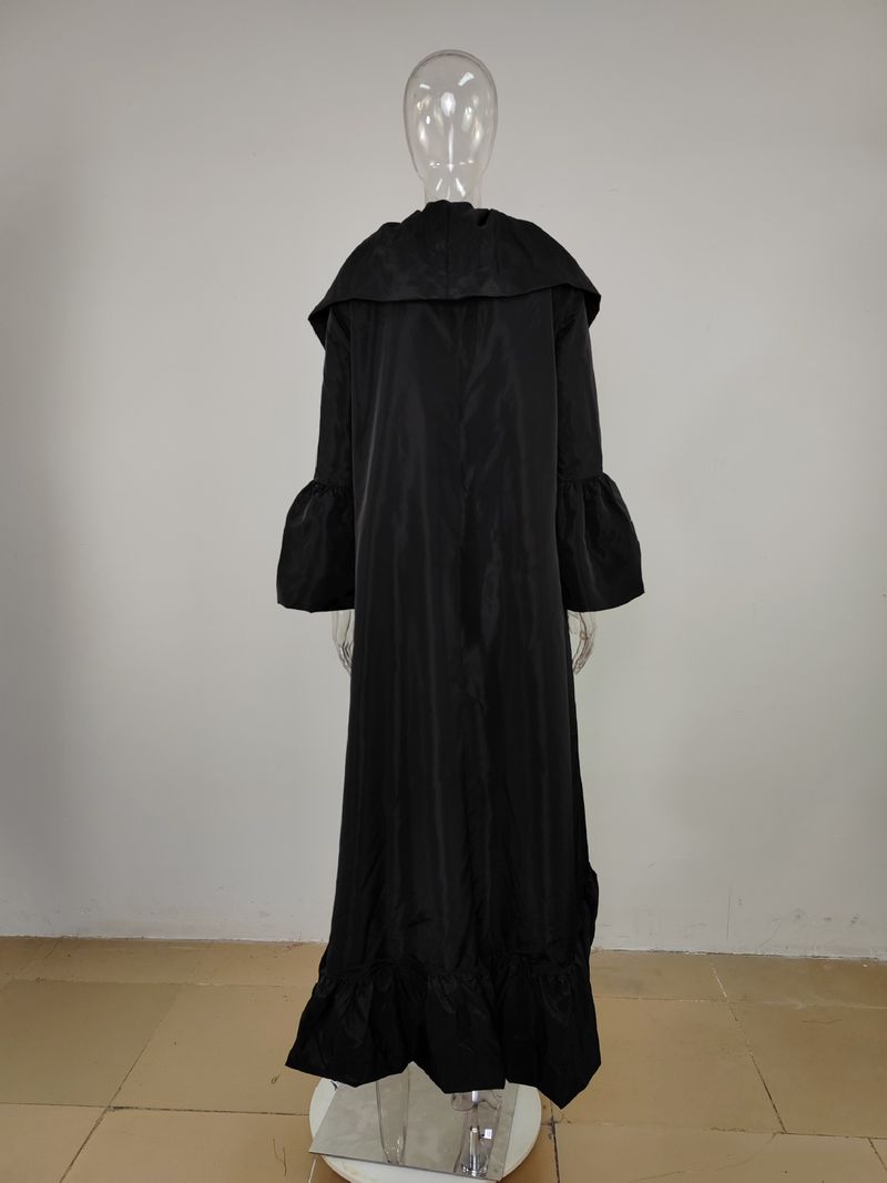 Women's Clothing new women's long windbreaker autumn new solid color ruffled shawl coat_autovado.com