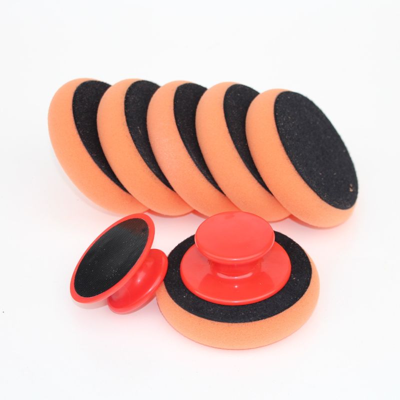 Red Handle Waxing Sponge Set, Manual Self-adhesive Polishing Brush, Car Wash, Beauty, Cleaning And Maintenance Products_autovado.com