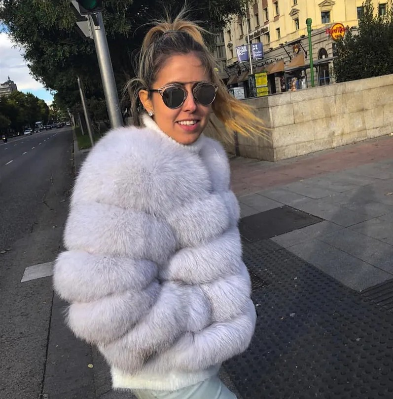 Women's Clothing fur coat fox fur patchwork winter thick warm long sleeve short fur coat_autovado.com
