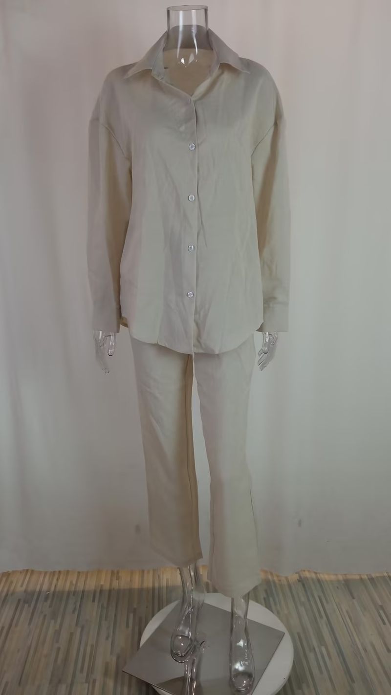 Temperament Lapel Long-sleeved Shirt Lace-up Pants Fashion Casual Suit_autovado.com