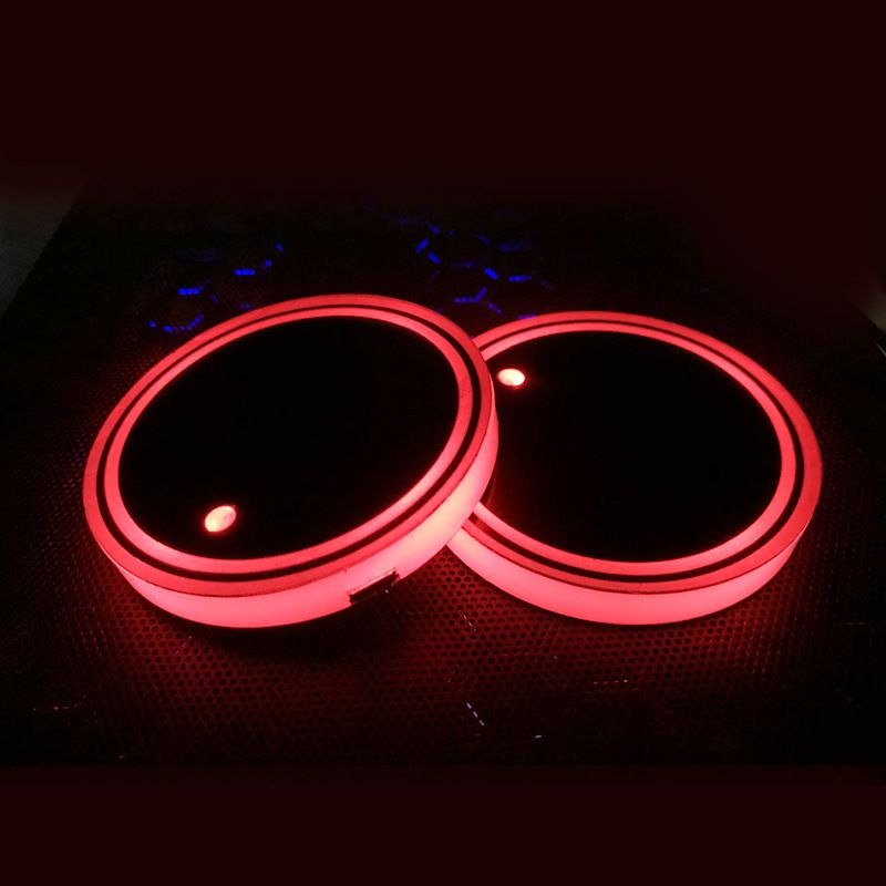 Automotive LED Luminous Water Mat Pattern Can Be Modified With Acrylic Car Cup Slot Ambient Light 68MM Diameter Seven_autovado.com