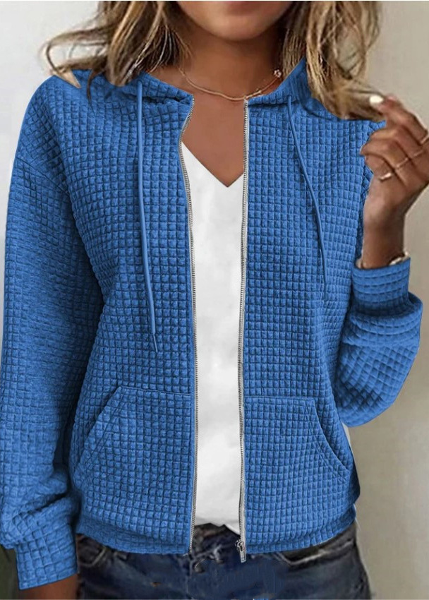Women's Clothing zipper hooded cardigan long sleeved sweater jacket_autovado.com