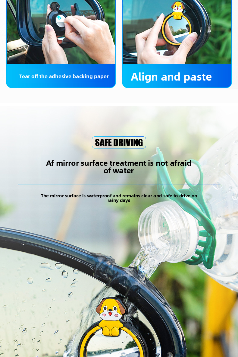 Rearview Round Mirror Reversing Aid Spot Reflection Assist Blind Area 360 Degree Cartoon Ultra-Clear Small Car_autovado.com