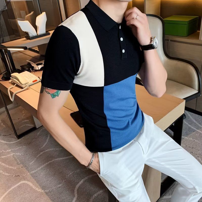 Men's Clothing young men's short sleeved Polo shirt new summer style all match casual ice silk sweater_autovado.com