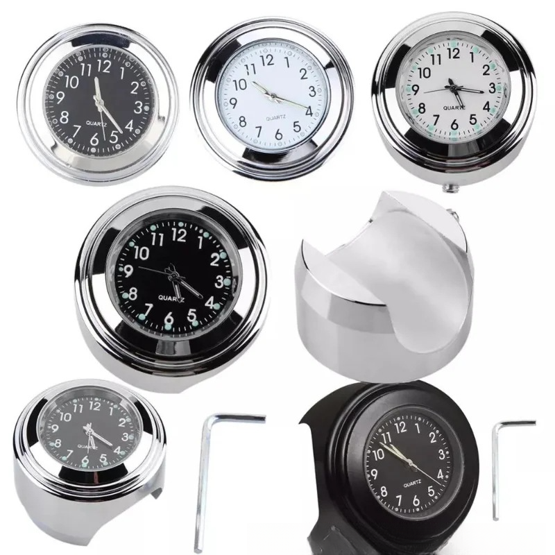 Dustproof Quartz Aluminum Alloy Motorcycle Luminous Time Table Universal Car Handlebar Clock_autovado.com
