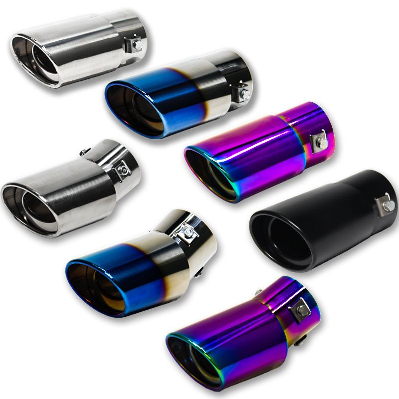 Cross-Border Wholesale Blue Tail Decoration Large Curved Straight Stainless Steel Car Exhaust Pipe Muffler_autovado.com