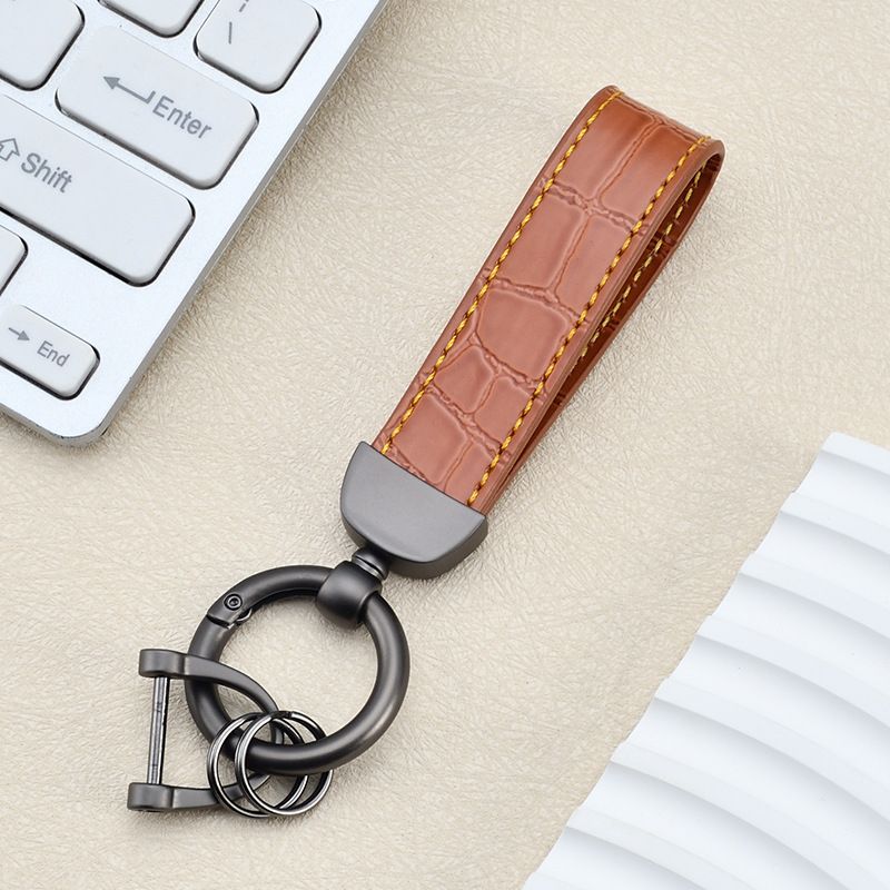 Fashion High End Car Anti Lost Key Ring Simple Leather Key Chain Pendant Creative Couple Business Key Chain_autovado.com