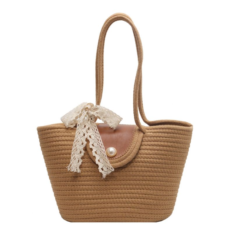 Chic Handbags 2024 New Woven Holiday Shoulder Bag Fashionable and Versatile Large-capacity Tote Bag Beach Bucket Bag_autovado.com