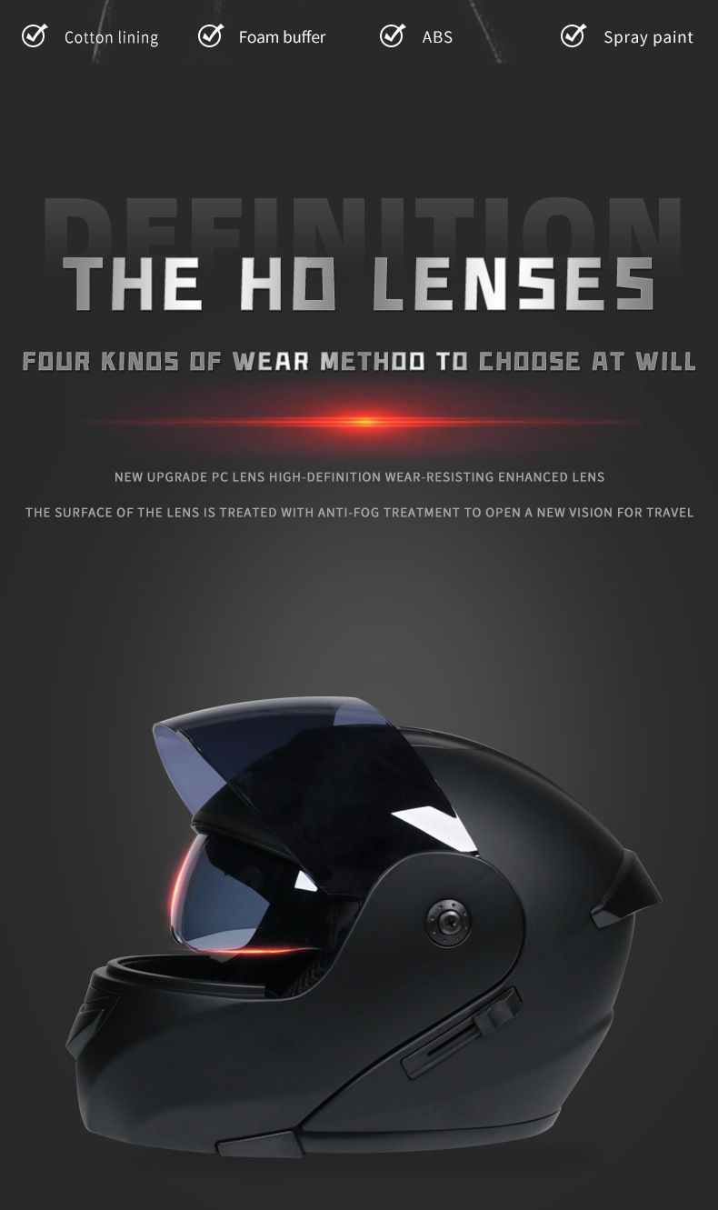 Motorcycle Accessories & Parts Bluetooth Helmet Men's and Women's Flip Up Helmet Personality Cool Double Lens Summer Internet Celebrity Hat_autovado.com