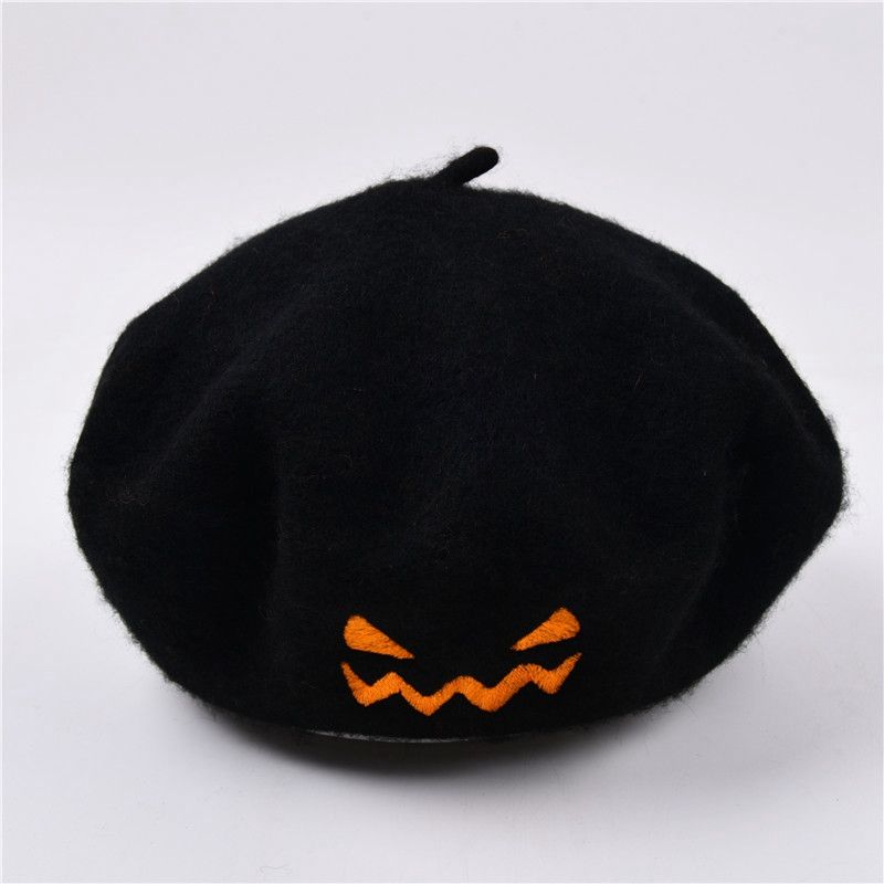 Hot Sale Embroidery Gift Party Solid Color Spring Autumn Beret Wool Keep Warm Women Halloween Painter Hat_autovado.com