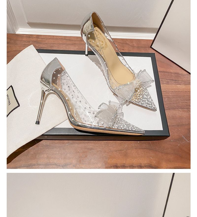 p7 with transparent bow 2023 summer women's shoes live broadcast on behalf of European and American slope heels stiletto_autovado.com