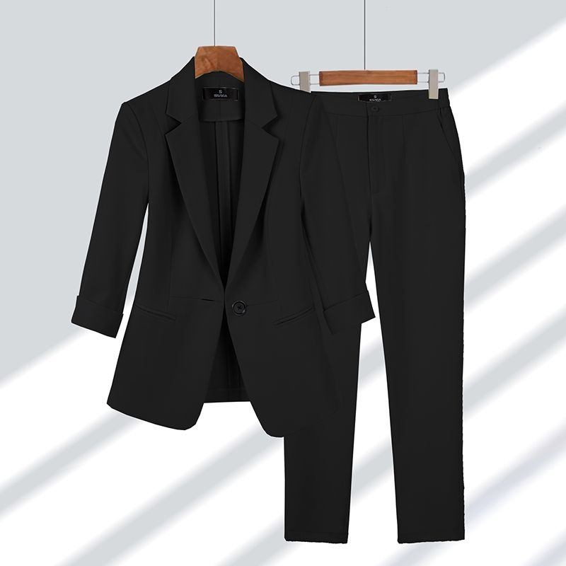 Spring Summer New Elegant Su Jacket Matching Set Women's Korean Chic Blazers Coat Pants 2 Piece Female Professional_autovado.com