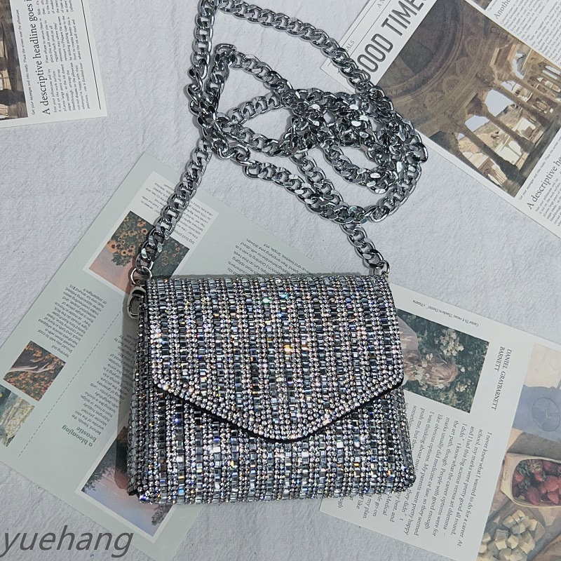 women's bags, super shiny chains, full of rhinestones, small square bags, messenger bags, celebrity evening bags_autovado.com