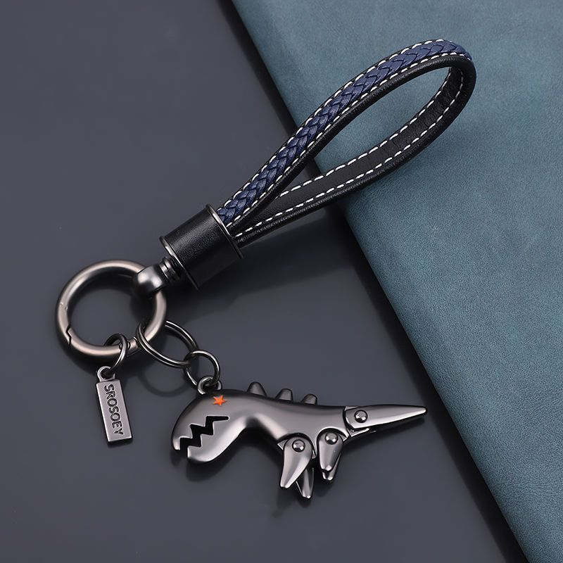Cow Leather Keychain Internet Celebrity Little Dinosaur Pendant Cute Cartoon Car Key Chain Pendant Creative Gift For Women_autovado.com