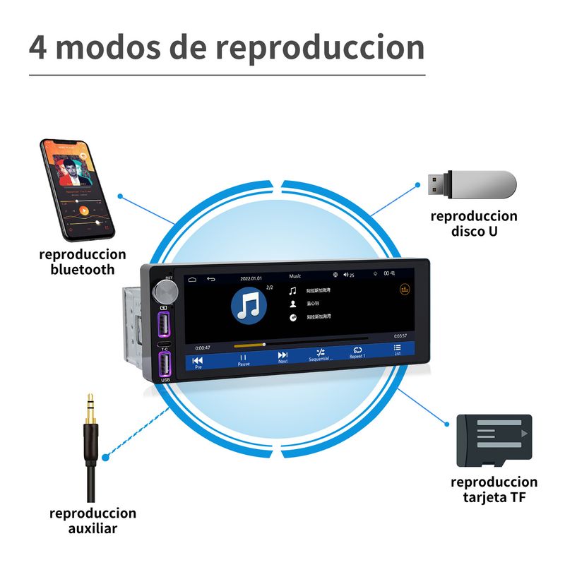 car single spindle universal machine 6.86 inches with knob MP5 car Bluetooth integrated machine reversing image_autovado.com