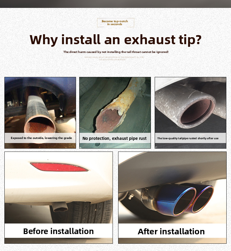 Cross-Border Hot-Selling Tail Thickened Stainless Steel Universal Model Blue Coated Slanted Double Row Car Exhaust Pipe_autovado.com