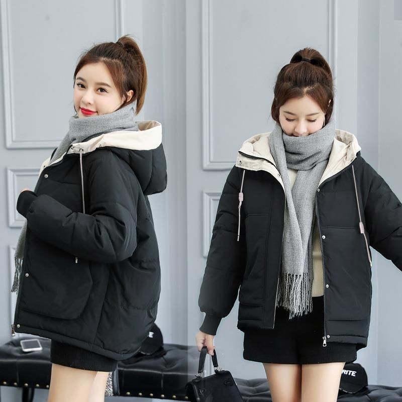 Down jacket for women winter new Korean style student short cotton padded jacket loose thickened cotton coat_autovado.com