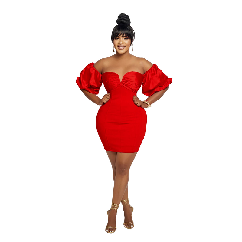 Women's Clothing fashion women's solid color short-sleeved pleated backless skirt dress_autovado.com