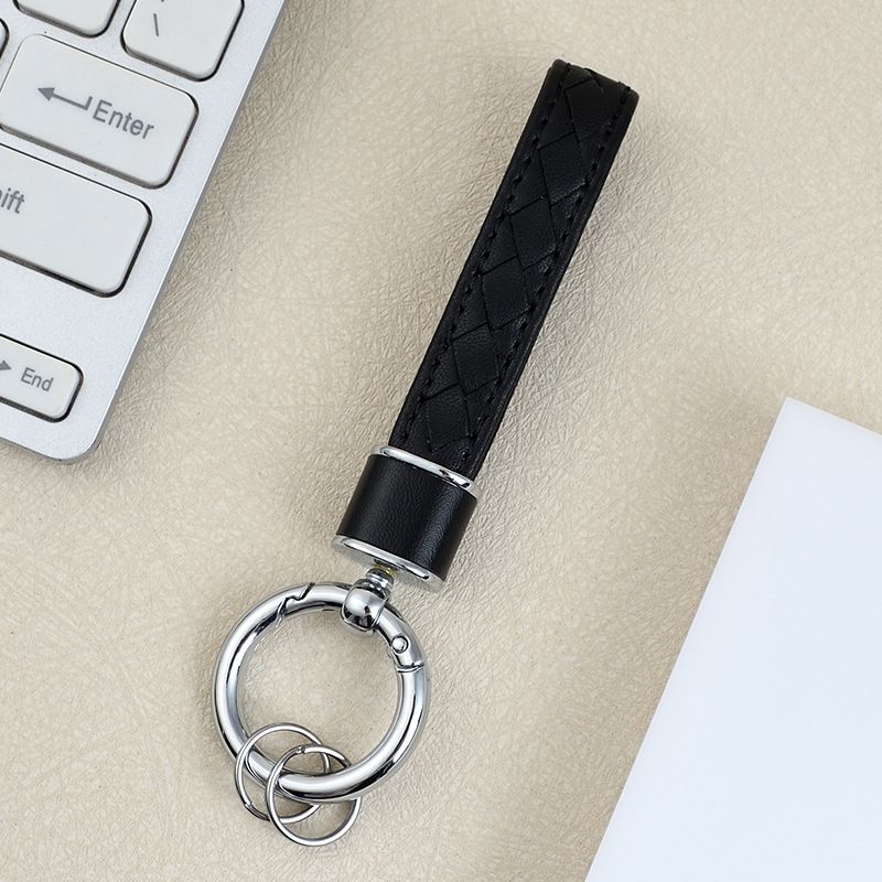 Version Car Keychain Diamond Pattern Leather Rope Luggage Pendant Fashion Couple Metal Key Chain Female Pendant_autovado.com