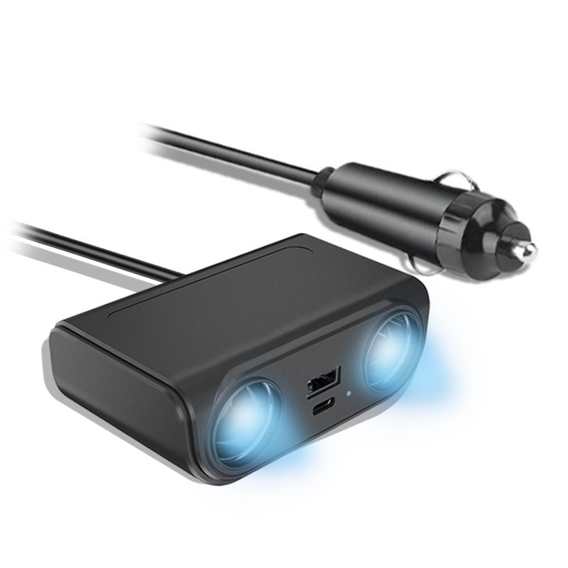 New one to four multifunctional car cigarette lighter A+C mobile phone charger_autovado.com