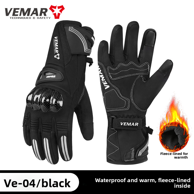 Vemar Riding Autumn Winter Men Windproof Waterproof Fleece Lined Non-Slip Warm Electric Bike Motorcycle Gloves_autovado.com