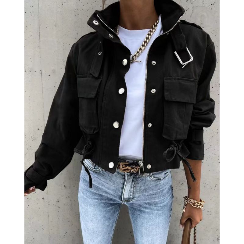 Women's Clothing autumn and winter new motorcycle jacket coat short tops _autovado.com