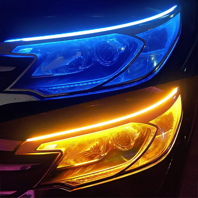 Car Headlight Start Scan Ultra-thin Guide Strip New LED Flowing Turn Signal Tear Eye Universal Daytime Running Light_autovado.com