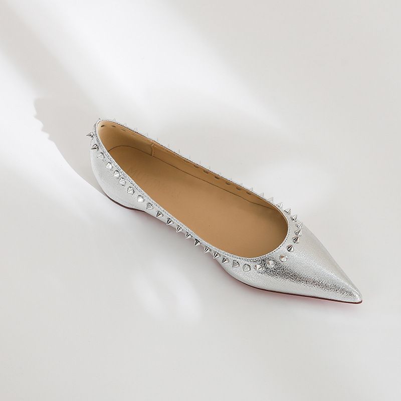 Women's shinguchi party commuter big size premium red bottom nude pointed flats_autovado.com