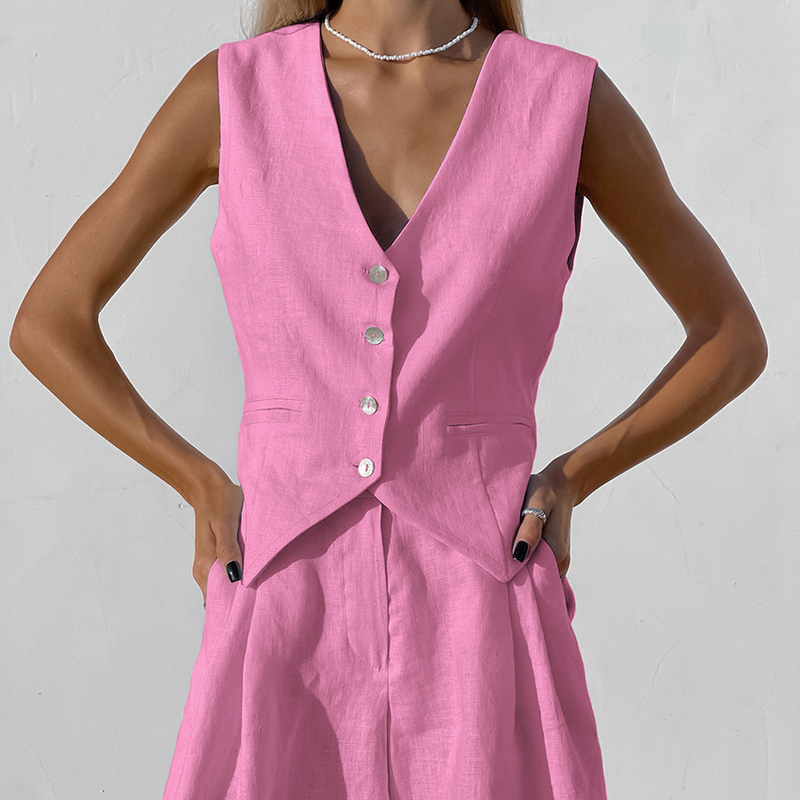 women's summer casual sleeveless vest shorts two-piece set_autovado.com