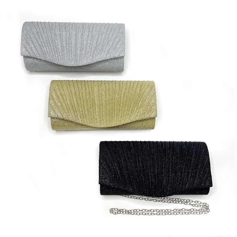 Andralyn Women's Shiny Pleated Dinner Bag Detachable Chain Strap Handbag Wedding Engagement Party Date Party Formal Dress for Ladies_autovado.com