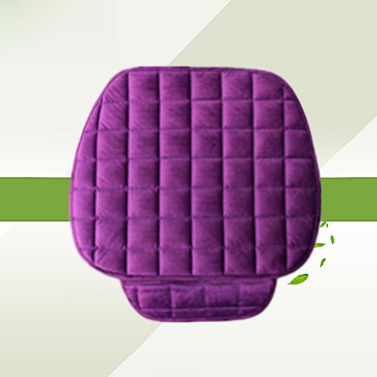 Winter car seat cushion no backrest square embroidered plush tie-free warm three-piece front and rear row single seat cushion_autovado.com