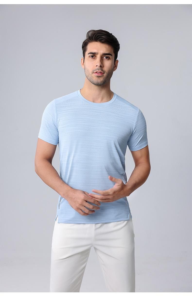 Men's Clothing Sports Polo Shirt Short-Sleeved Quick-Drying Clothing Breathable Round Neck T-Shirt Fitness Running Training Clothing _autovado.com