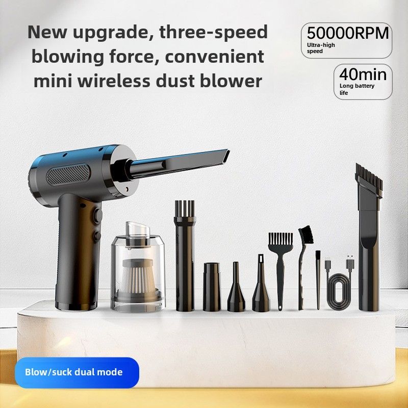 New car dust blower blowing and suction integrated handheld high power 50000RPM household car wireless vacuum cleaner_autovado.com