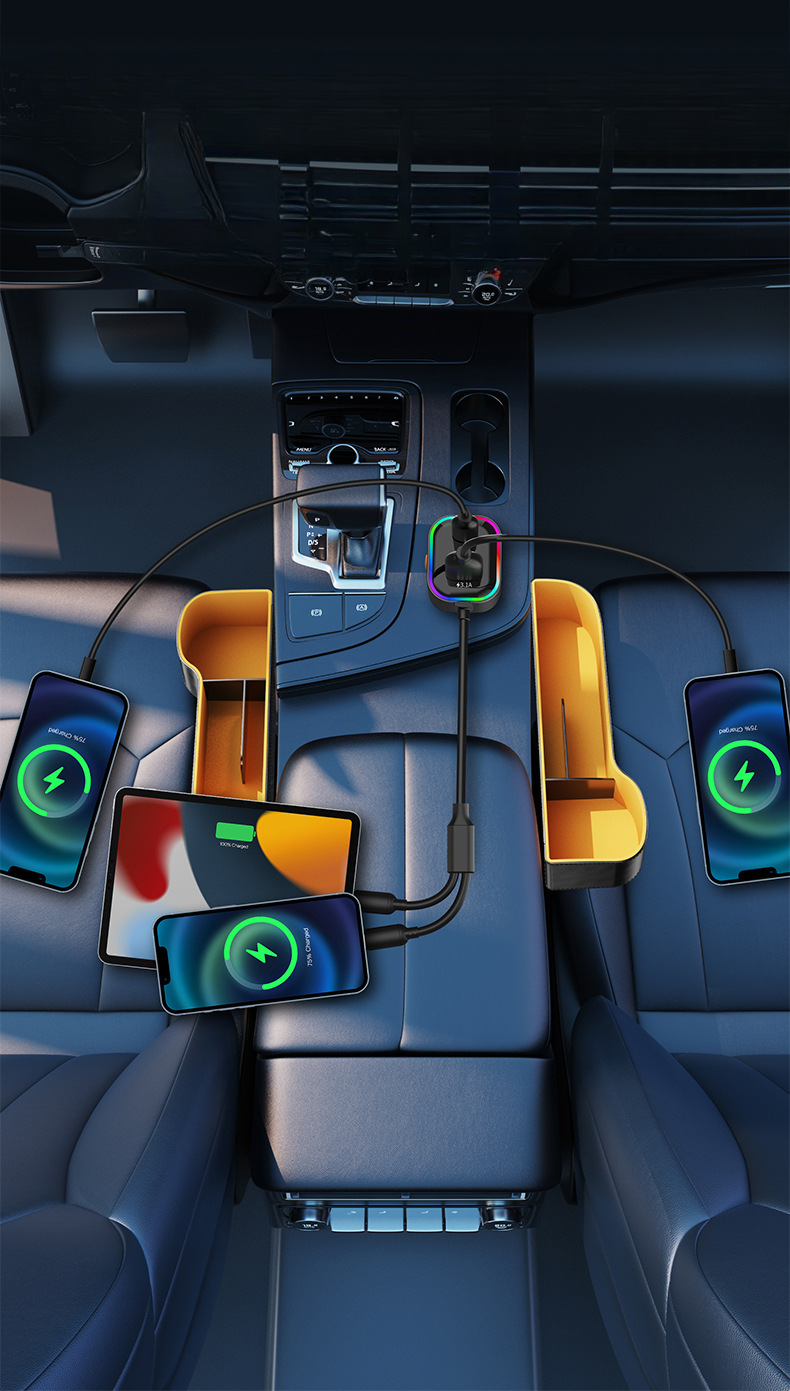 USB One To Two With Cable Charger, Multifunctional Car Phone Charger_autovado.com