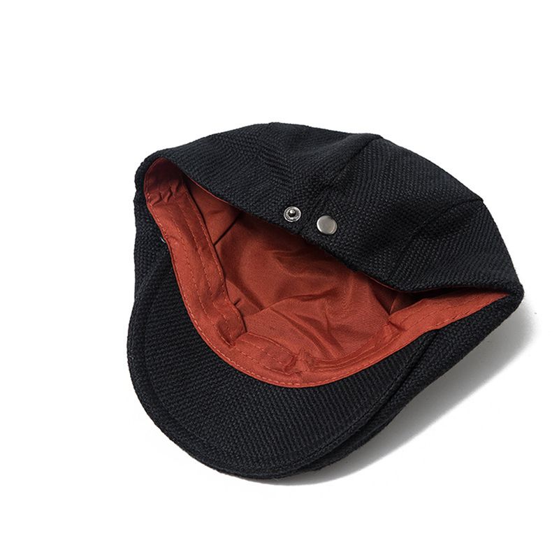 Hot Sale FLAT CAP Summer Mens Beret Linen Peaked Adjustable Newsboy Cap Breathable Vintage Solid Black Ivy Duckbill Hat_autovado.com