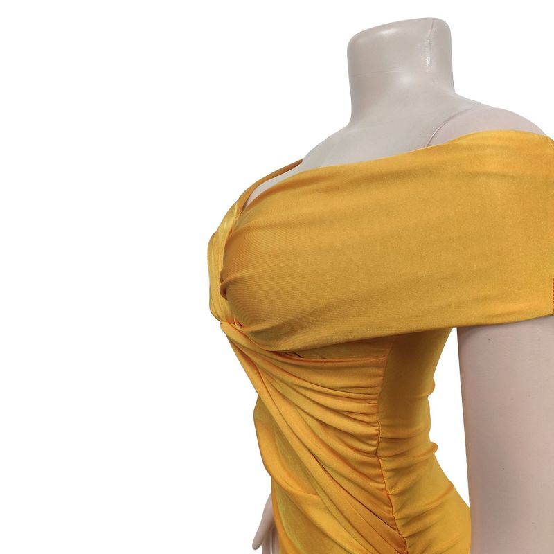 Women's solid color pleated sleeveless long skirt tube top dress_autovado.com