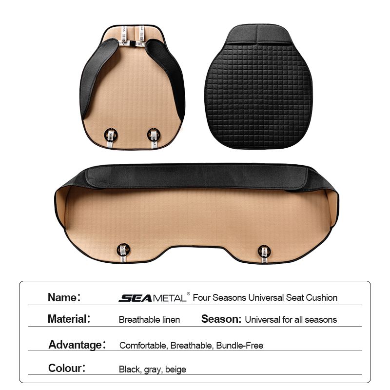 Linen Cover Flax Breathable Car Seat Cushion All Seasons Universal Non-Slip Protector Pad Fits For Sedan Van SUV Truck_autovado.com
